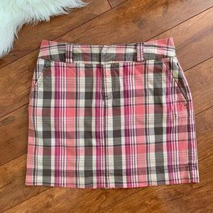 Sonoma Coral/Brown/Pink Plaid Chino Skort-Size 4
